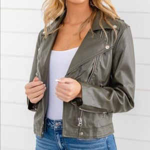 NWOT Olive Zenana Vegan Leather Jacket